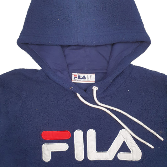 Mens Navy Fila Spellout Hoodie Jumper