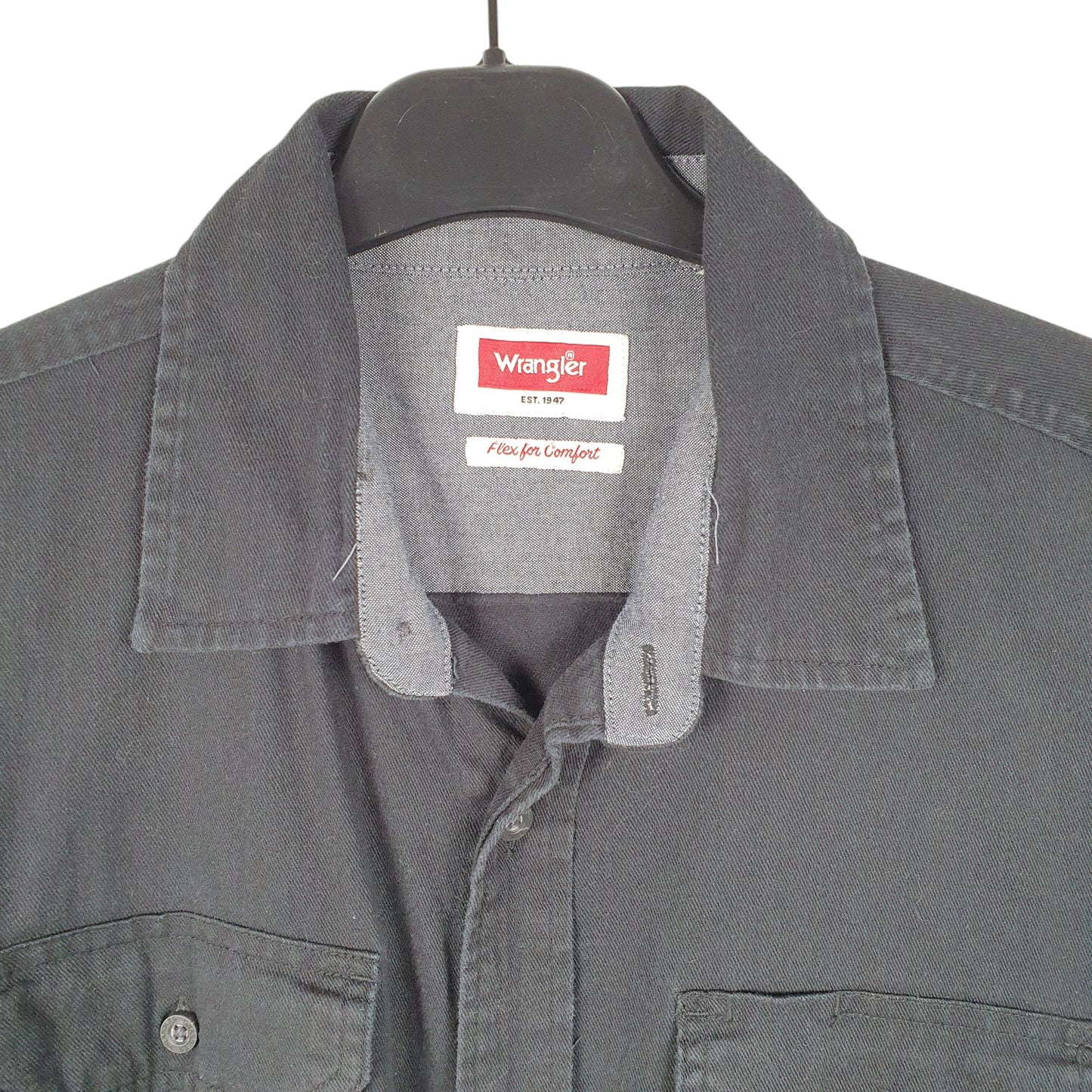 Mens Black Wrangler Workwear Overshirt Flex Comfort Long Sleeve Shirt