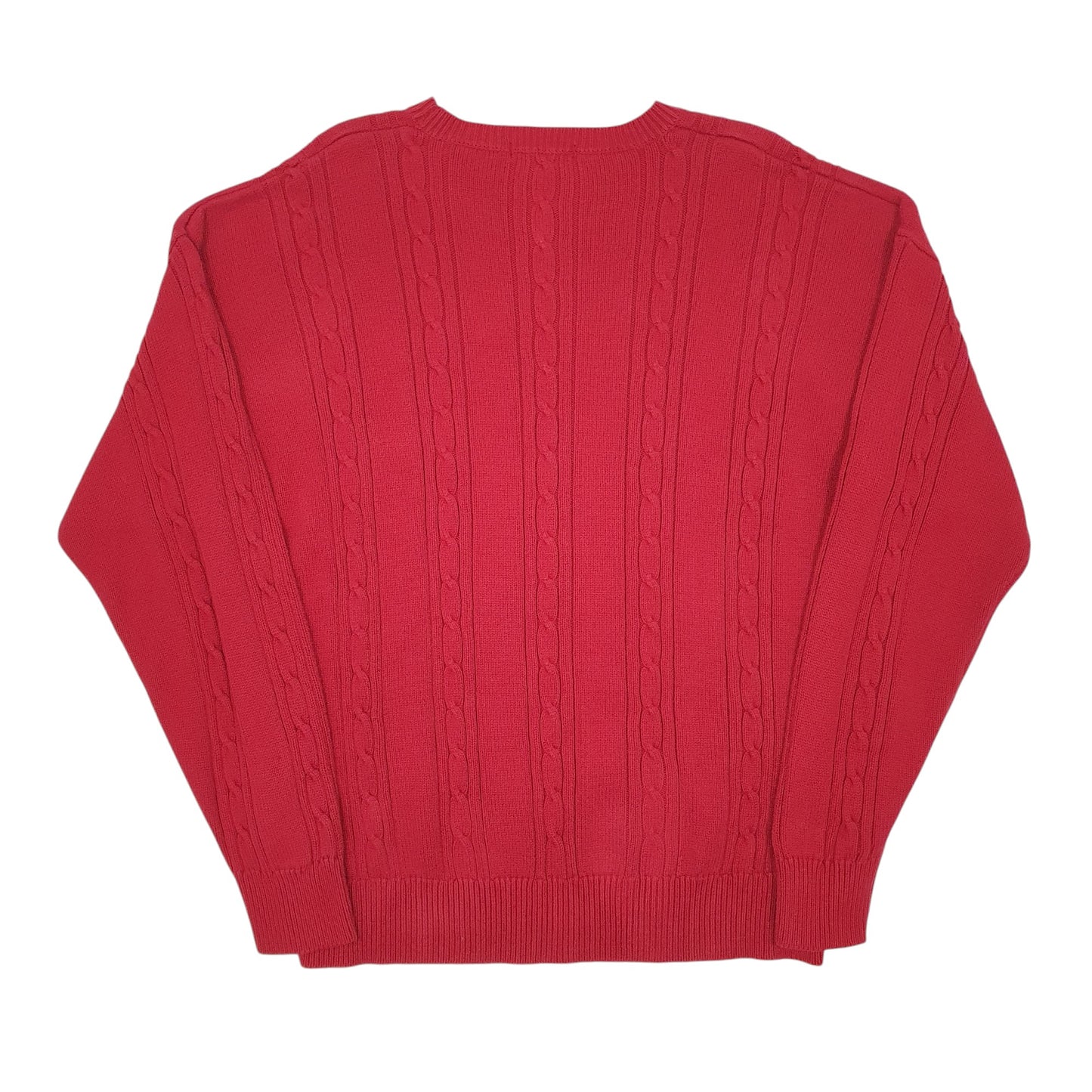 Mens Red Nautica Vintage Cable Knit Knitwear Crewneck Jumper