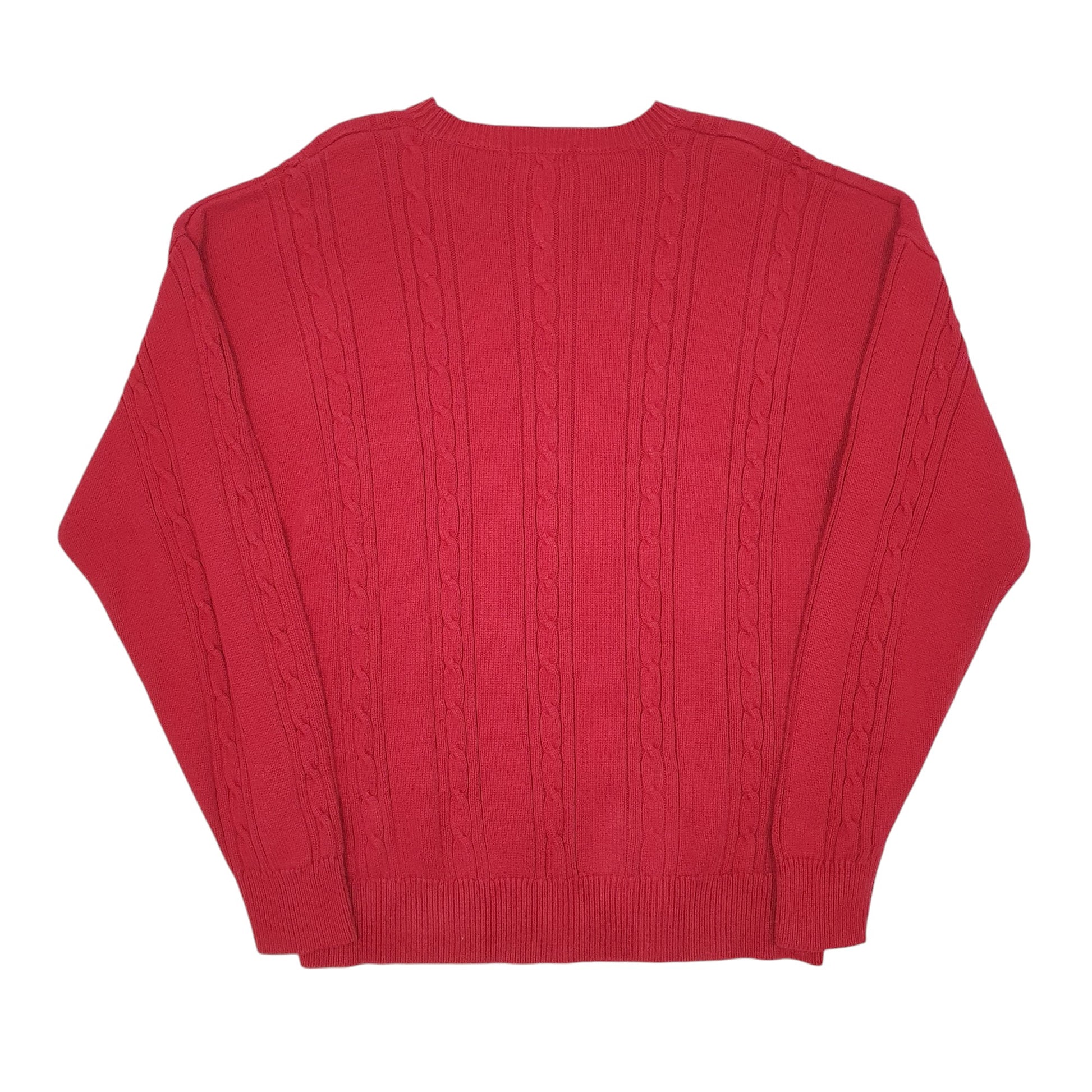 Mens Red Nautica Vintage Cable Knit Knitwear Crewneck Jumper