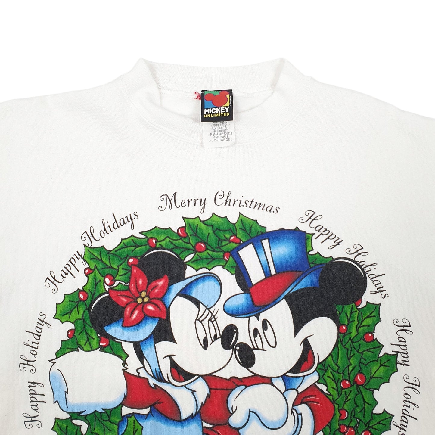 Mens White Disney Vintage Christmas Crewneck Jumper