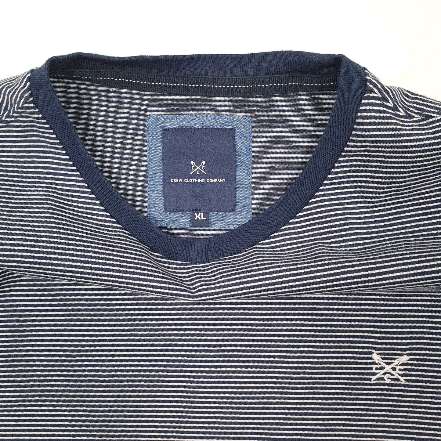 Mens Navy Crew Clothing Co Striped Short Sleeve T Shirt