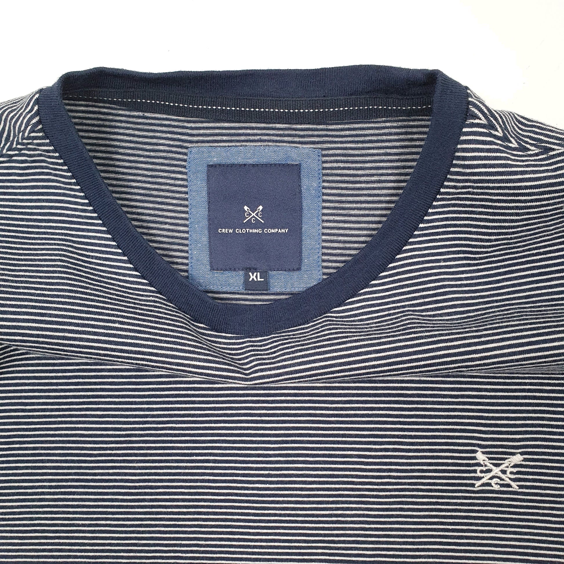 Mens Navy Crew Clothing Co Striped Short Sleeve T Shirt