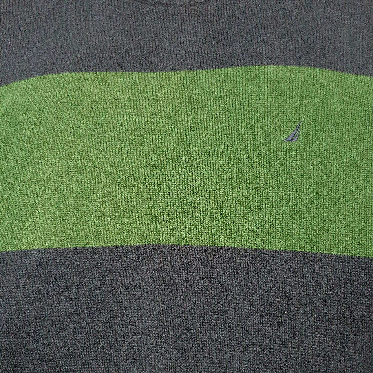 Mens Navy Nautica Knit Jeans Striped Crewneck Jumper
