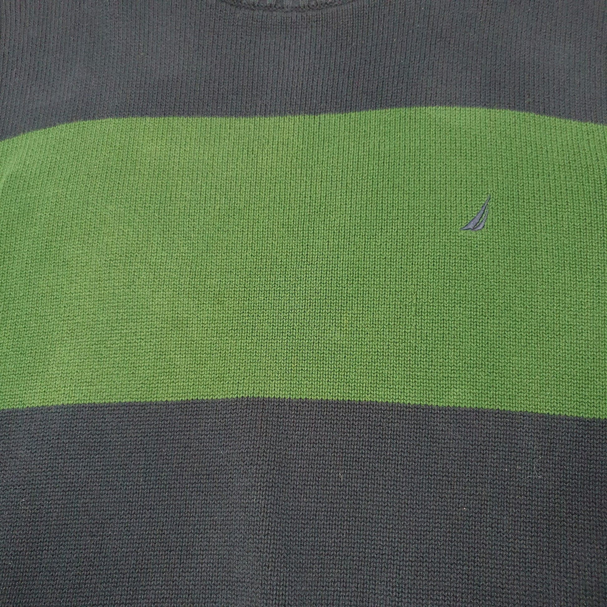 Mens Navy Nautica Knit Jeans Striped Crewneck Jumper