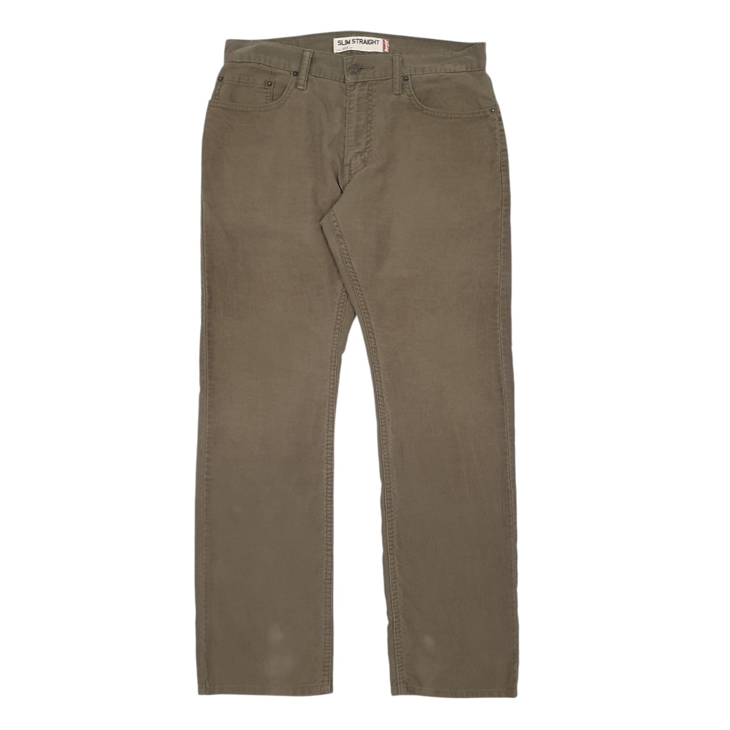 Mens Khaki Levis Straight Corduroy Trousers