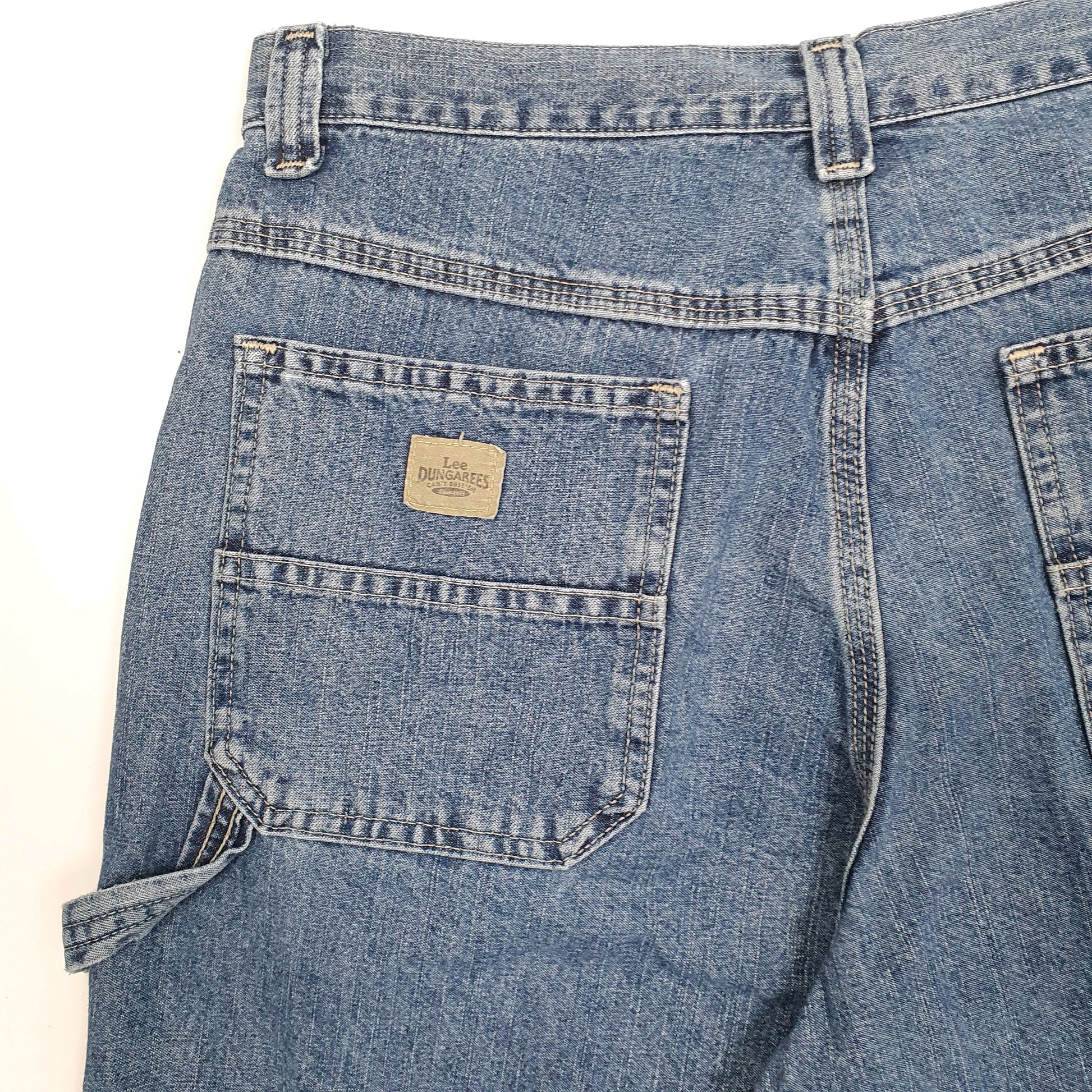 Mens Blue Lee Vintage 1990s Dungarees Jorts Denim Shorts