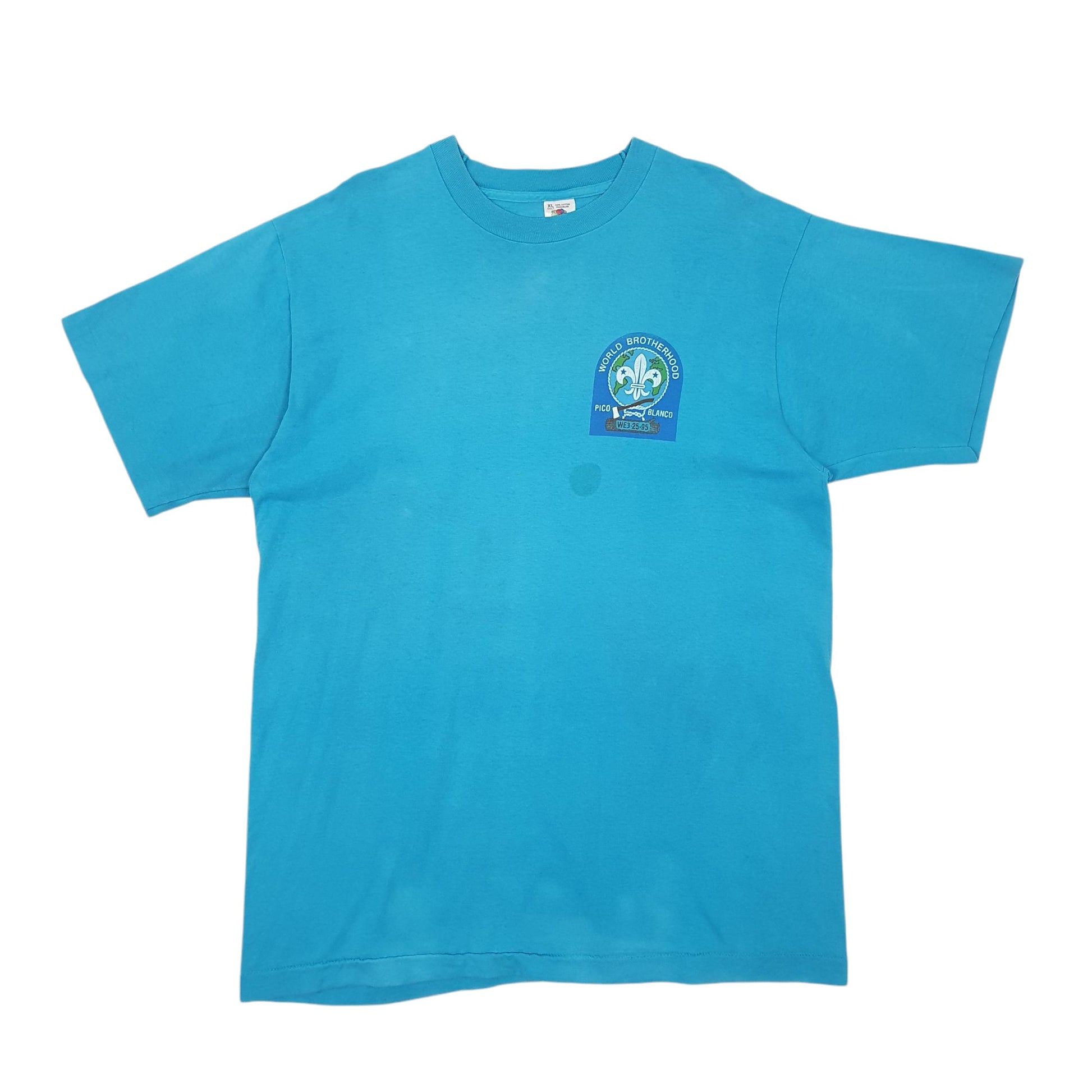 Mens Blue Fruit Of The Loom Single Stitch Vintage 90s Short Sleeve T Shirt