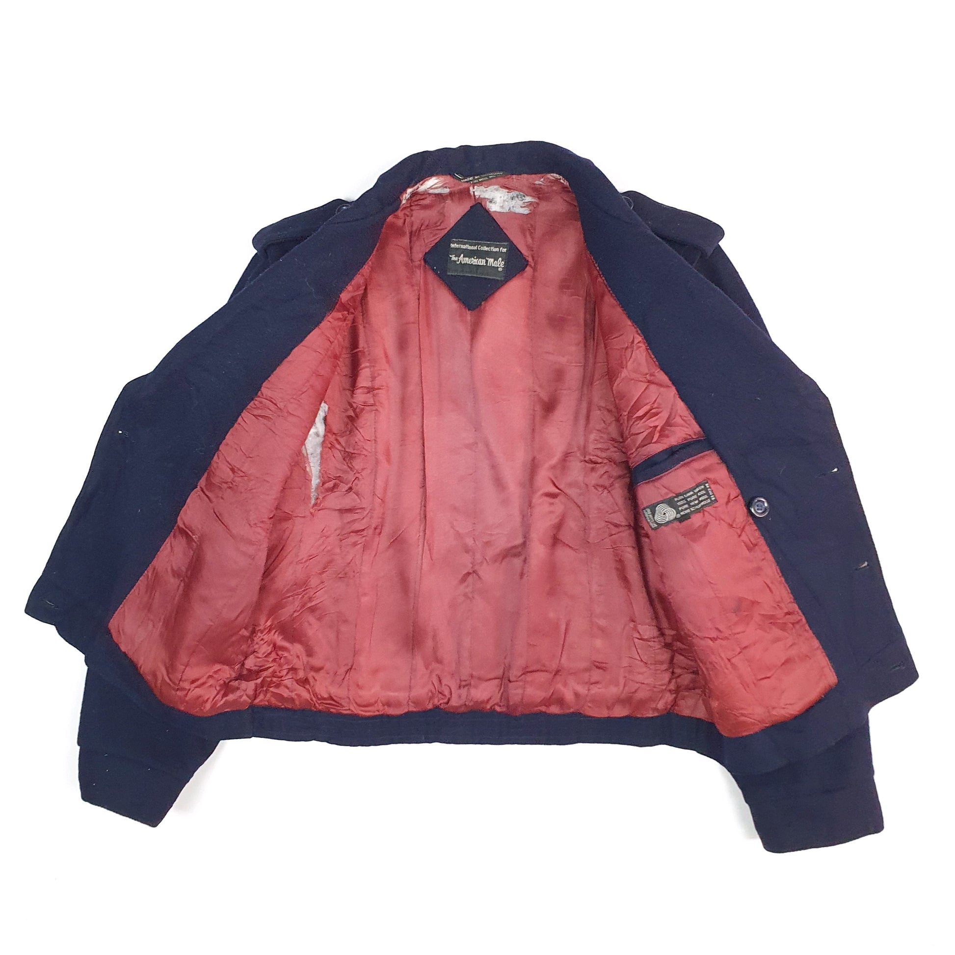 Mens Navy The American Male Vintage 1990s Double Breasted  Coat