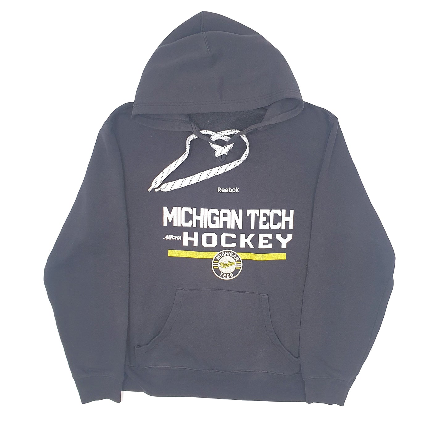 Mens Black Reebok Michigan Tech Hockey USA College Hoodie Jumper