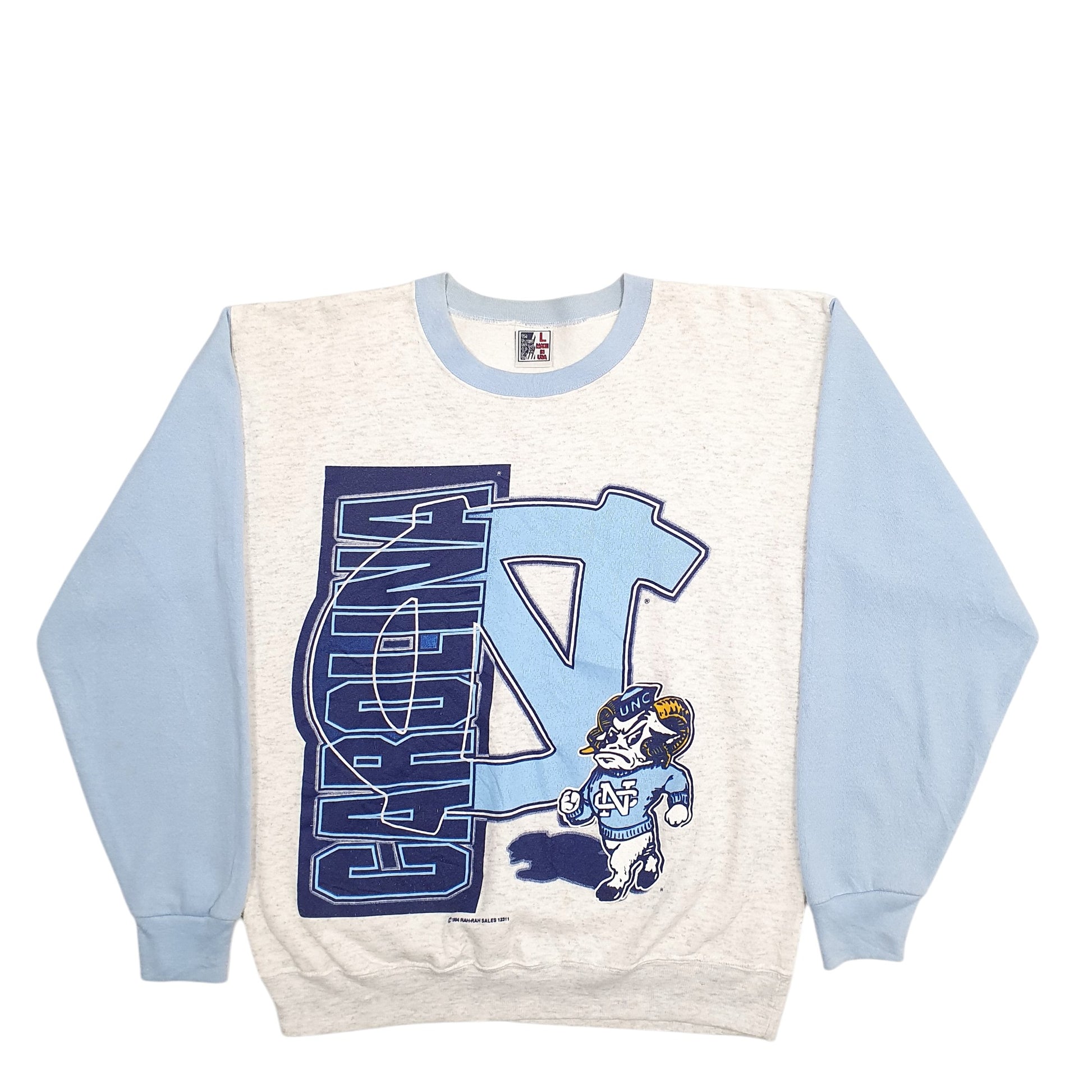 Mens Grey Sports Line University North Carolina 1994 Vintage Made In USA Crewneck Jumper