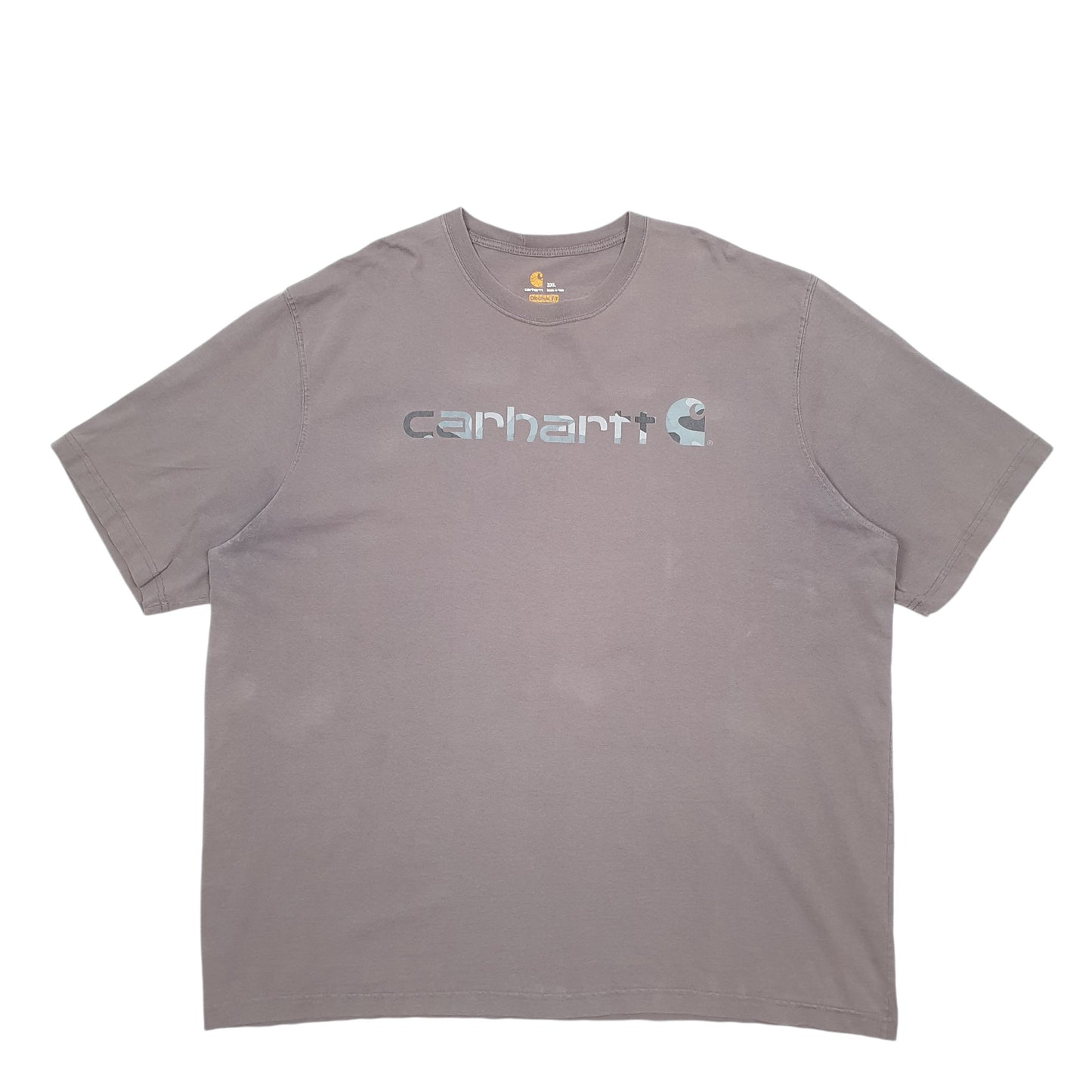 Mens Grey Carhartt Spellout Short Sleeve T Shirt