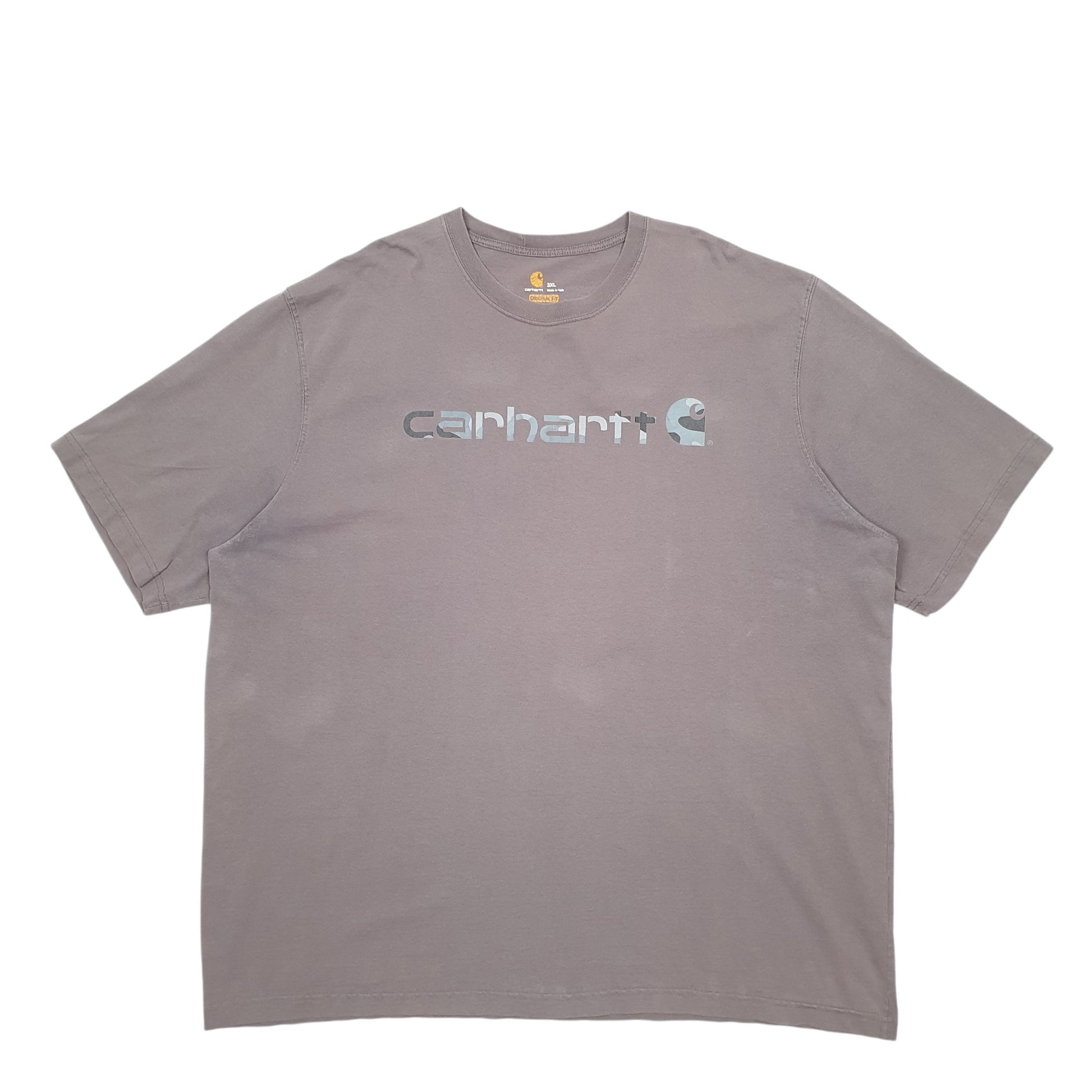 Mens Grey Carhartt Spellout Short Sleeve T Shirt
