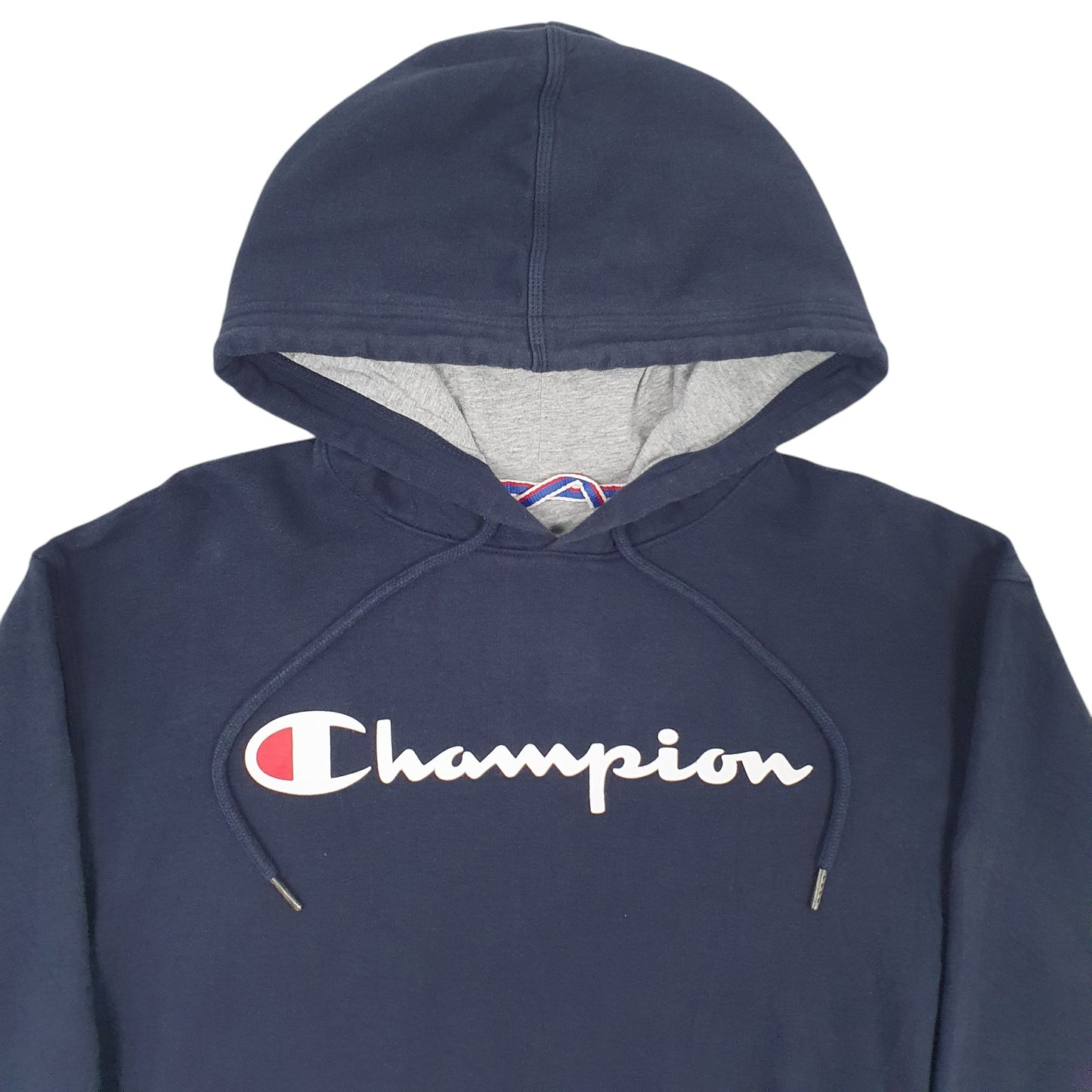 Mens Navy Champion Spellout Hoodie Jumper