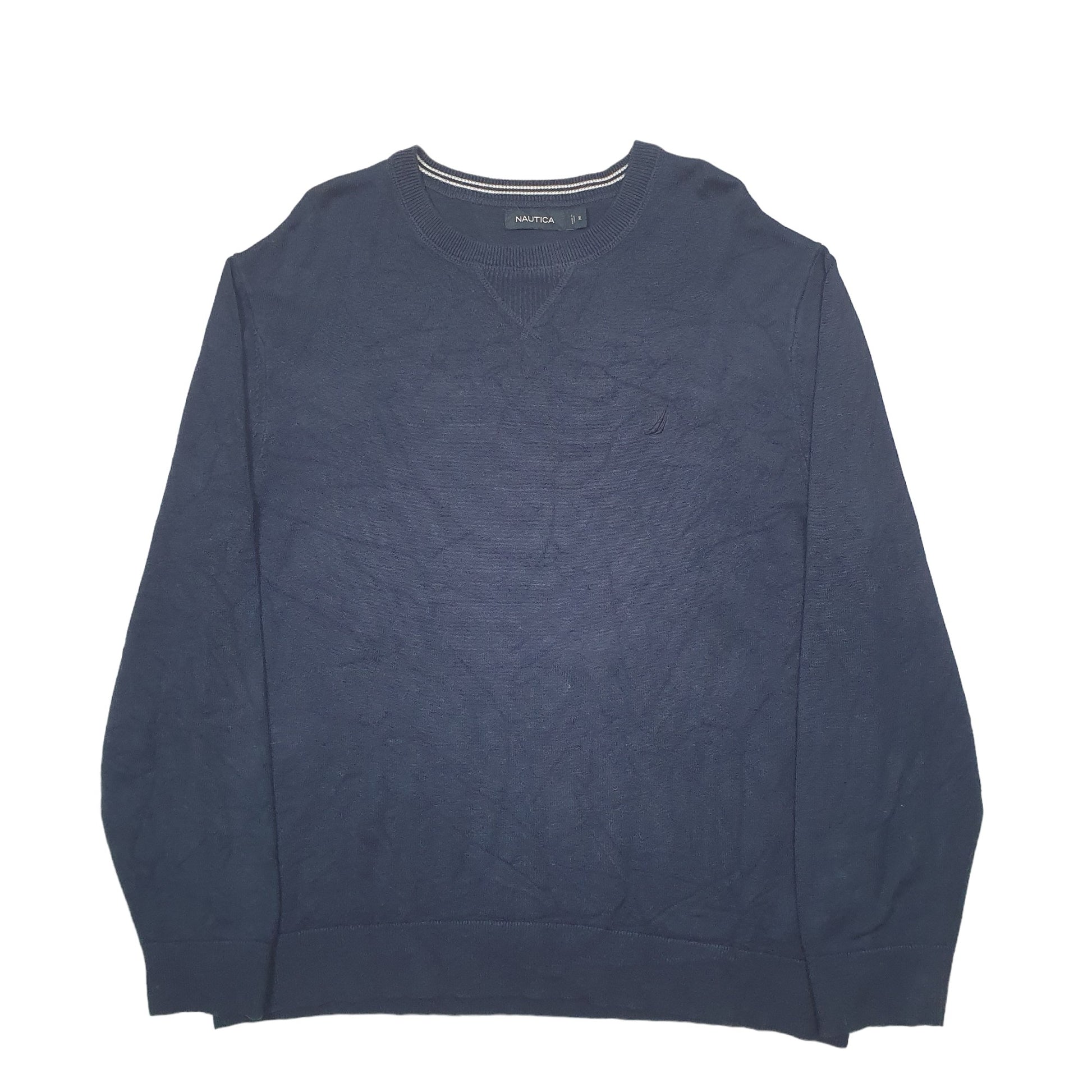 Mens Navy Nautica Knit Crewneck Jumper