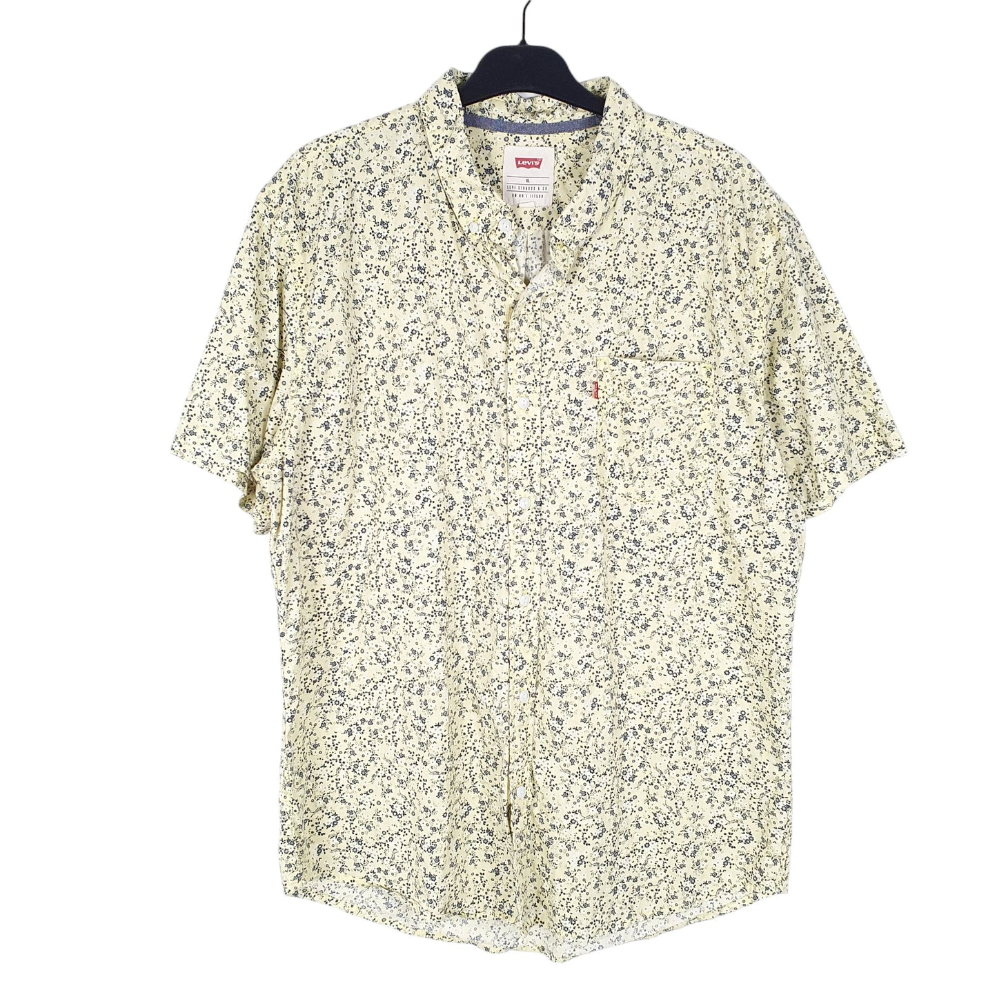 Mens Yellow Levis Floral Summer Short Sleeve Shirt