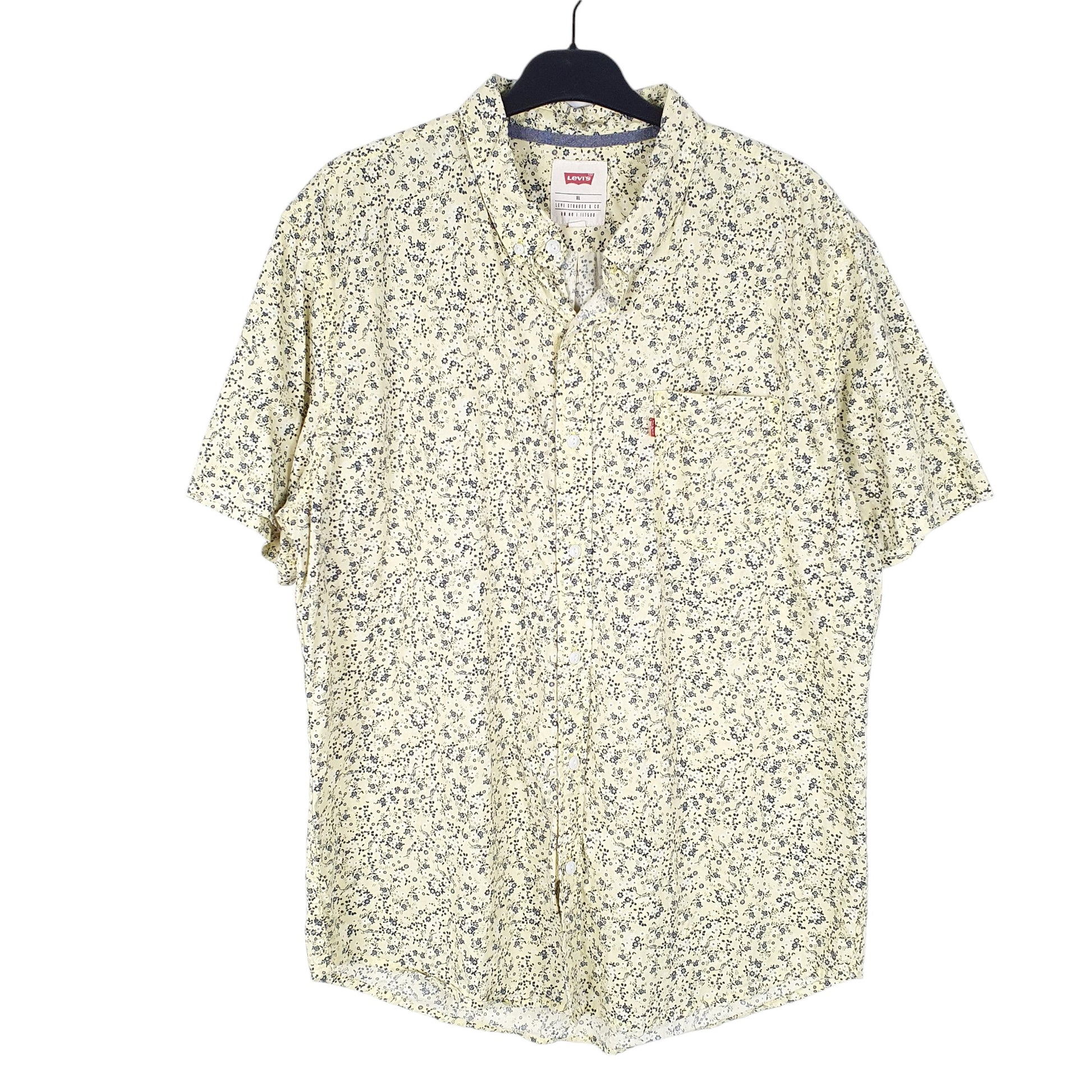 Mens Yellow Levis Floral Summer Short Sleeve Shirt