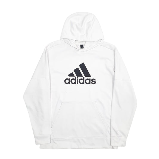 Mens White Adidas Spellout Hoodie Jumper