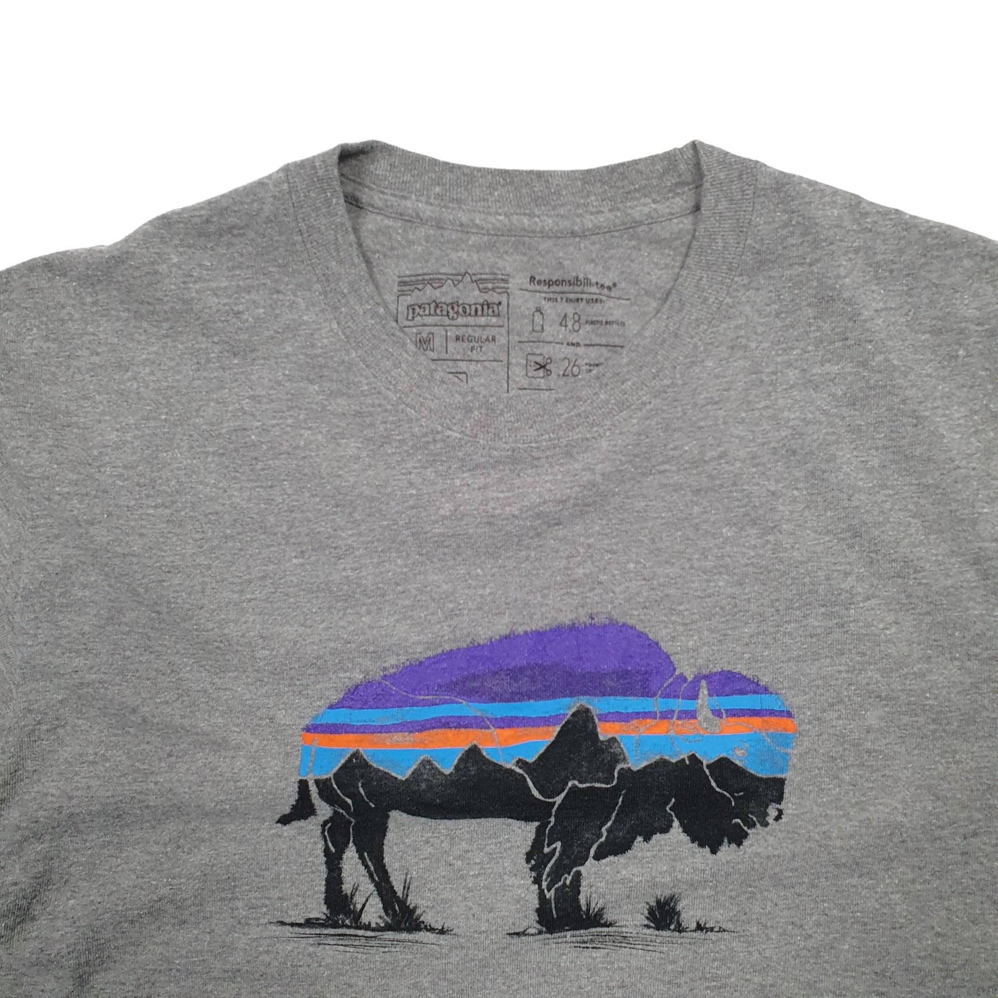 Mens Grey Patagonia Buffalo Short Sleeve T Shirt