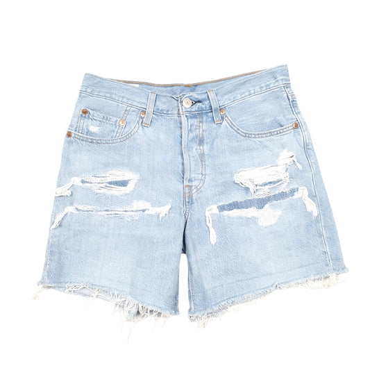 Womens Blue Levis 501 Jorts Hot Pants Disressed Denim Shorts