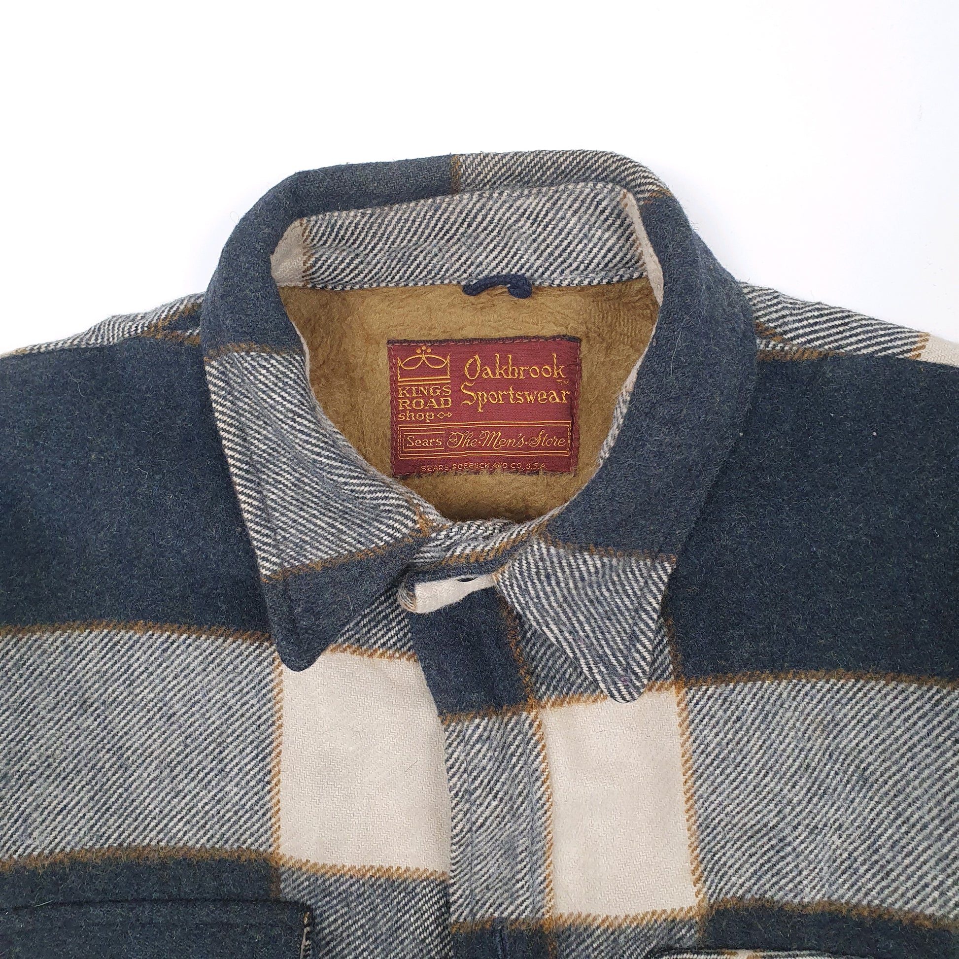 Mens Grey Sears Oakbrook Sportswear Kings Road Vintage 1950s 60s Plaid Mackinaw  Coat