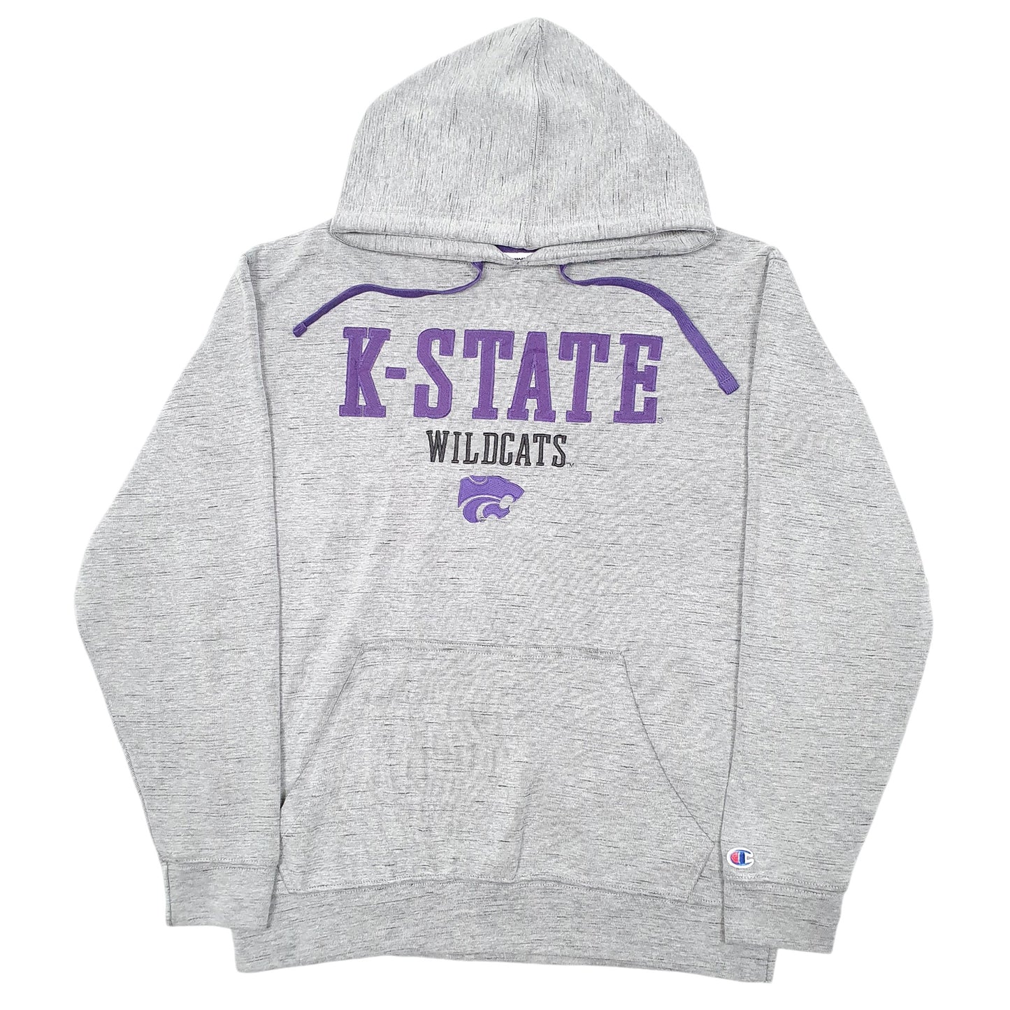 Mens Grey Champion K State Wildcats Football USA Spellout Hoodie Jumper