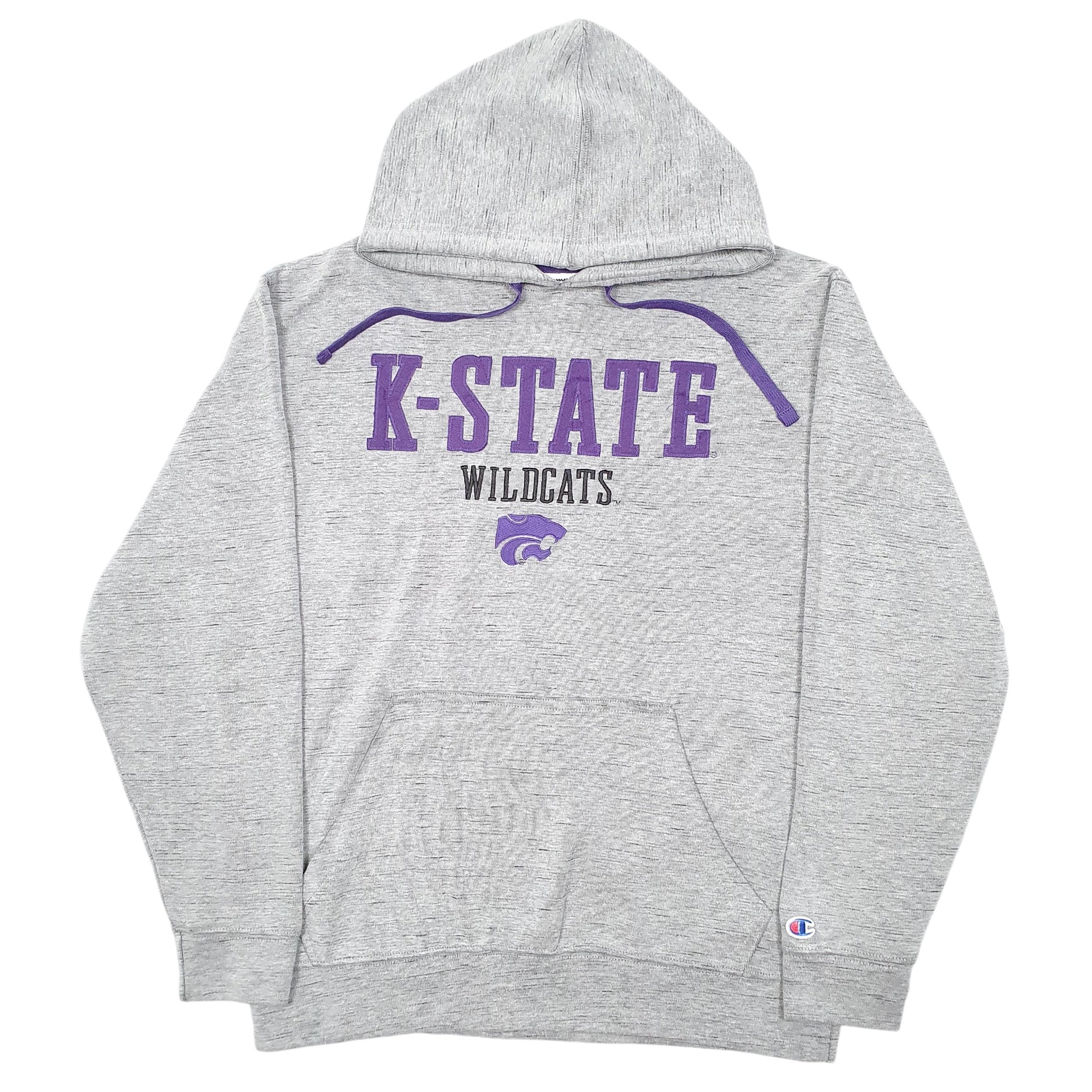 Mens Grey Champion K State Wildcats Football USA Spellout Hoodie Jumper