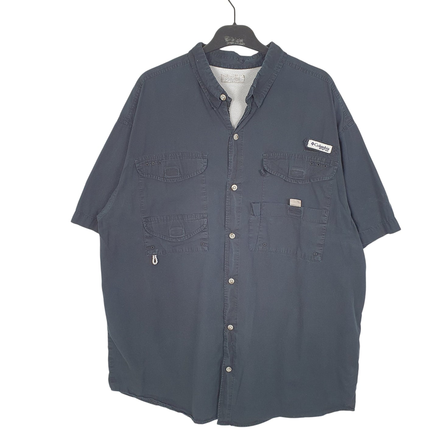 Mens Black Columbia Sportswear PFG Performance Fishing Gear Short Sleeve Shirt