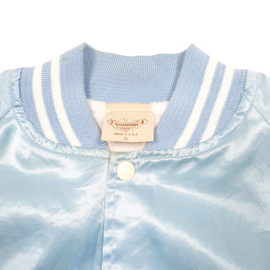 Mens Blue Auburn Vintage Baseball Coach Burlington Train Colorado Made In USA  Coat