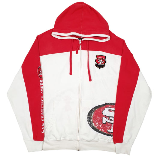 Mens White NFL Hoodie San Francisco 49ers Football USA Full Zip Jumper