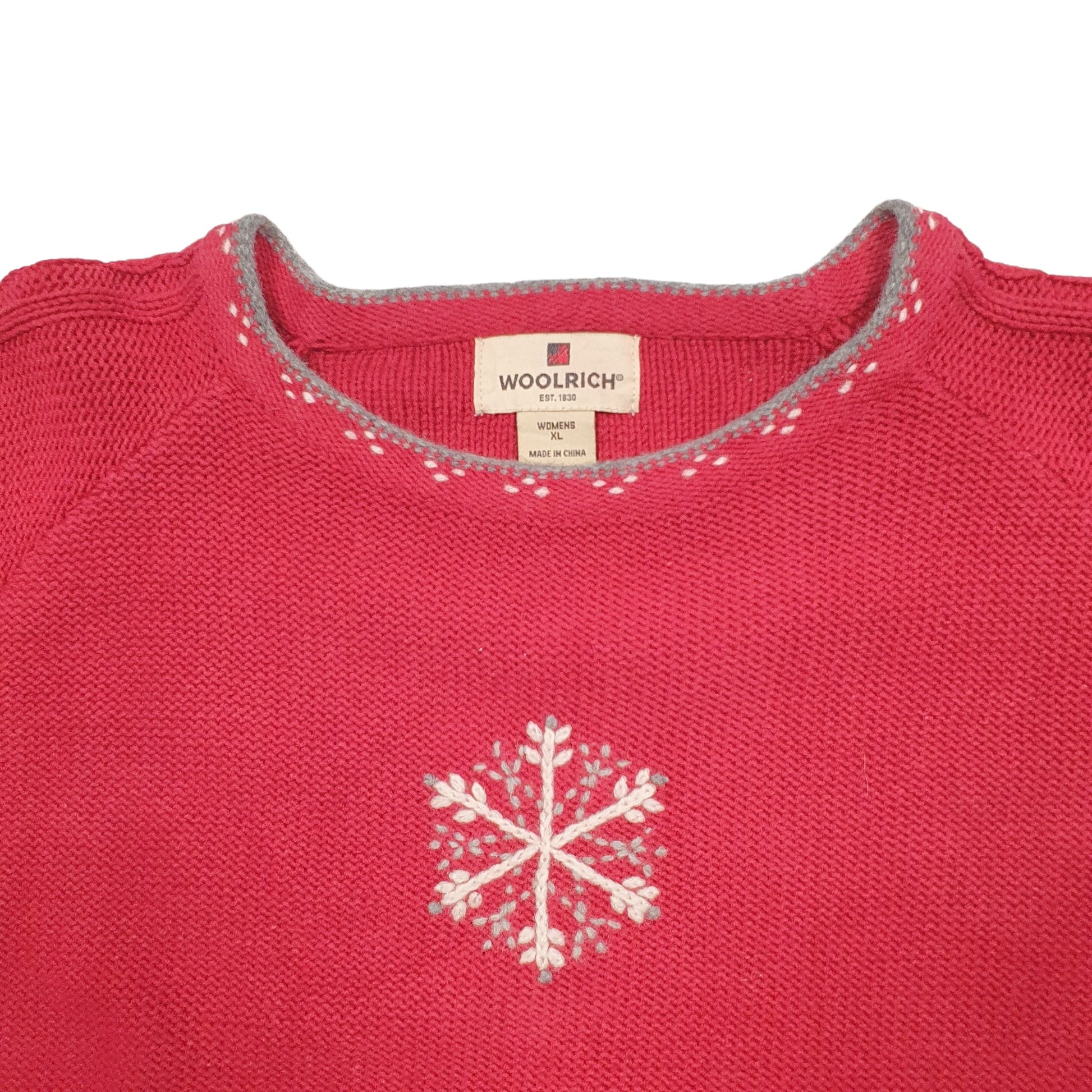 Womens Red Woolrich Knit Crewneck Jumper