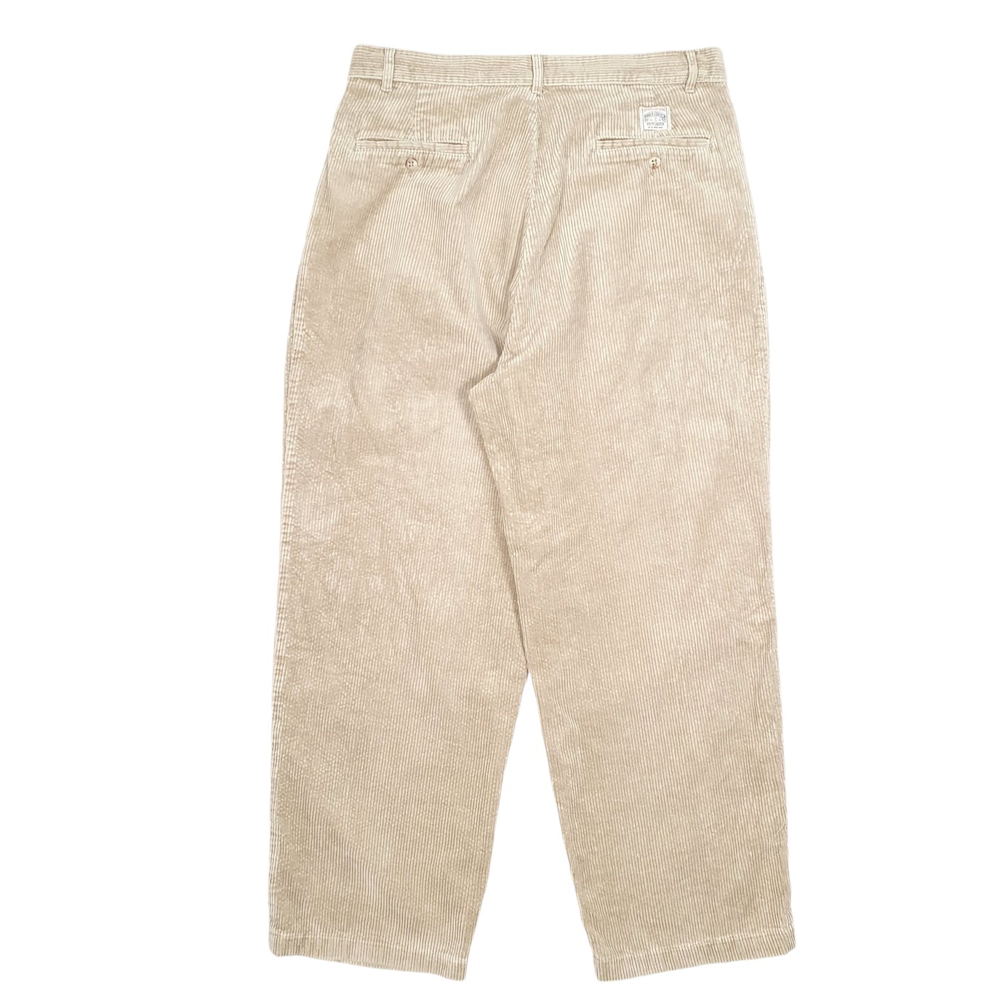 Mens Tan Polo Ralph Lauren Vintage Double Pleated Corduroy Trousers