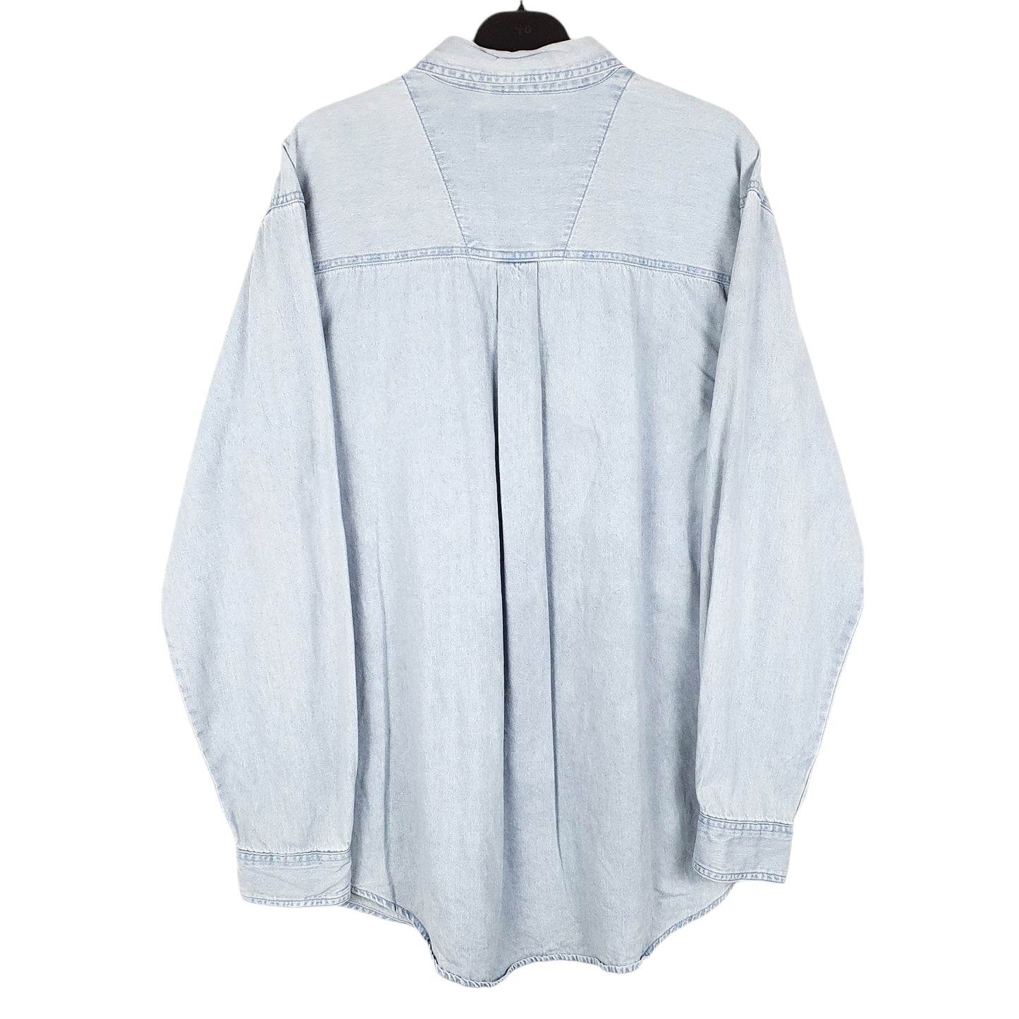 Mens Blue Wrangler Denim Jeans Vintage Rugged Wear Work Chambray Long Sleeve Shirt