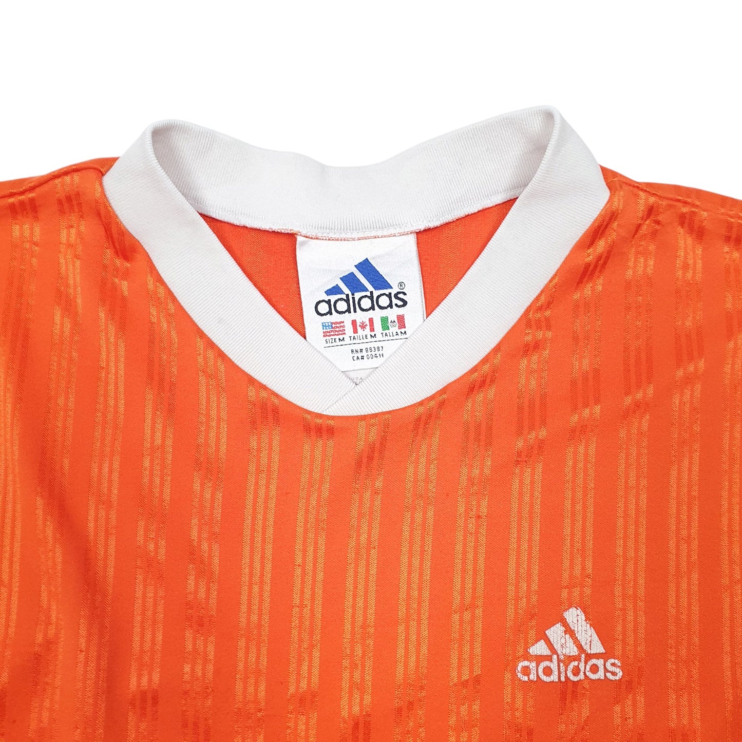Mens Orange Adidas Vintage 90s Active Football Gym Short Sleeve T Shirt