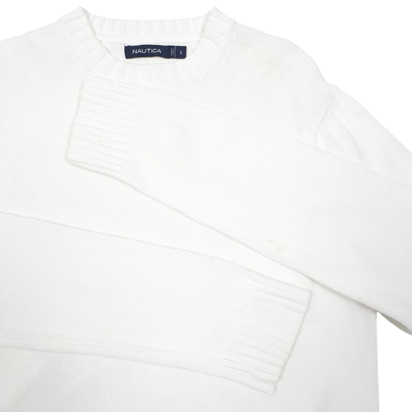 Mens White Nautica Knit Crewneck Jumper