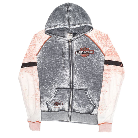 Womens Grey Harley Davidson Motorcycles Hoodie Lightweight Full Zip Jumper