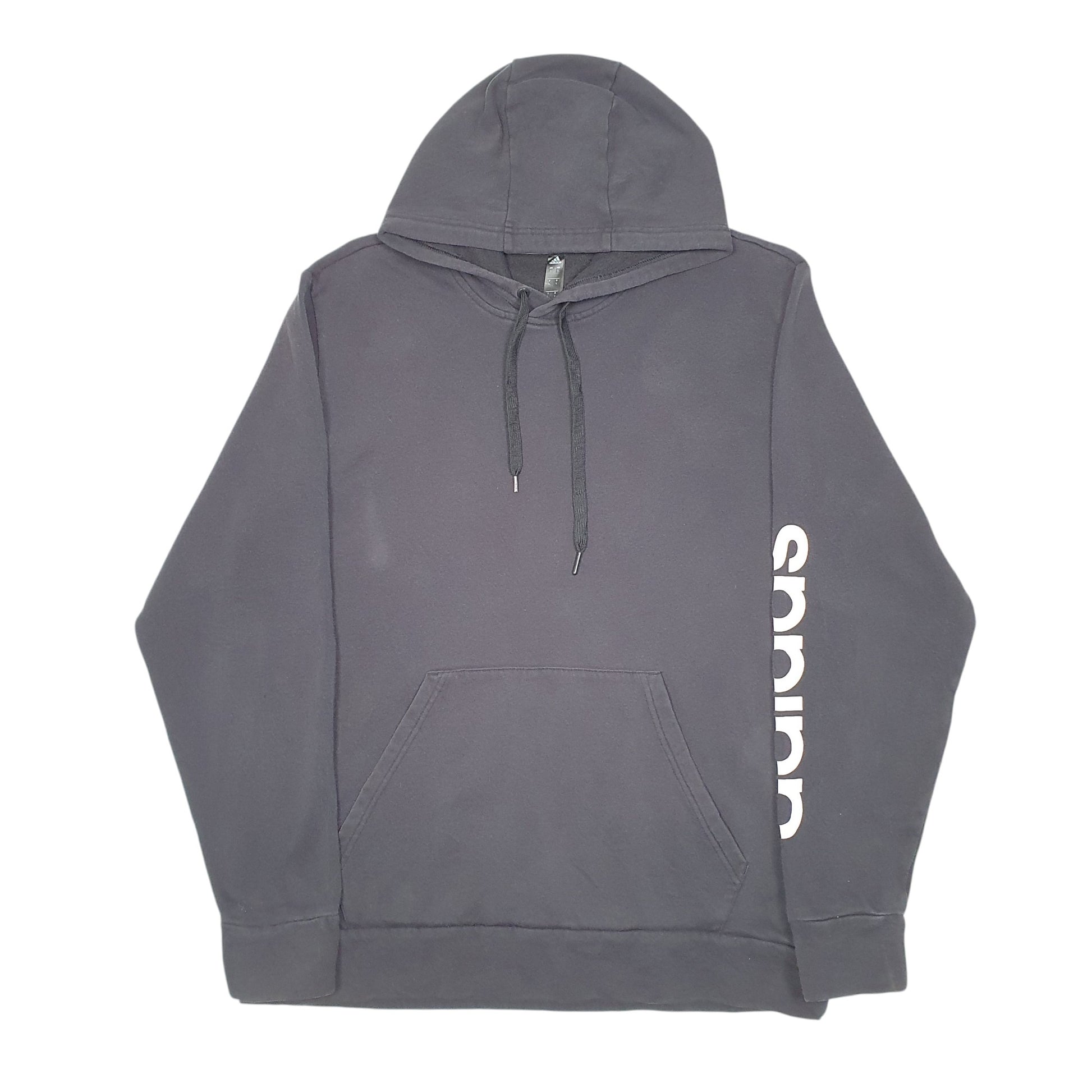 Mens Black Adidas Sleeve Spellout Hoodie Jumper