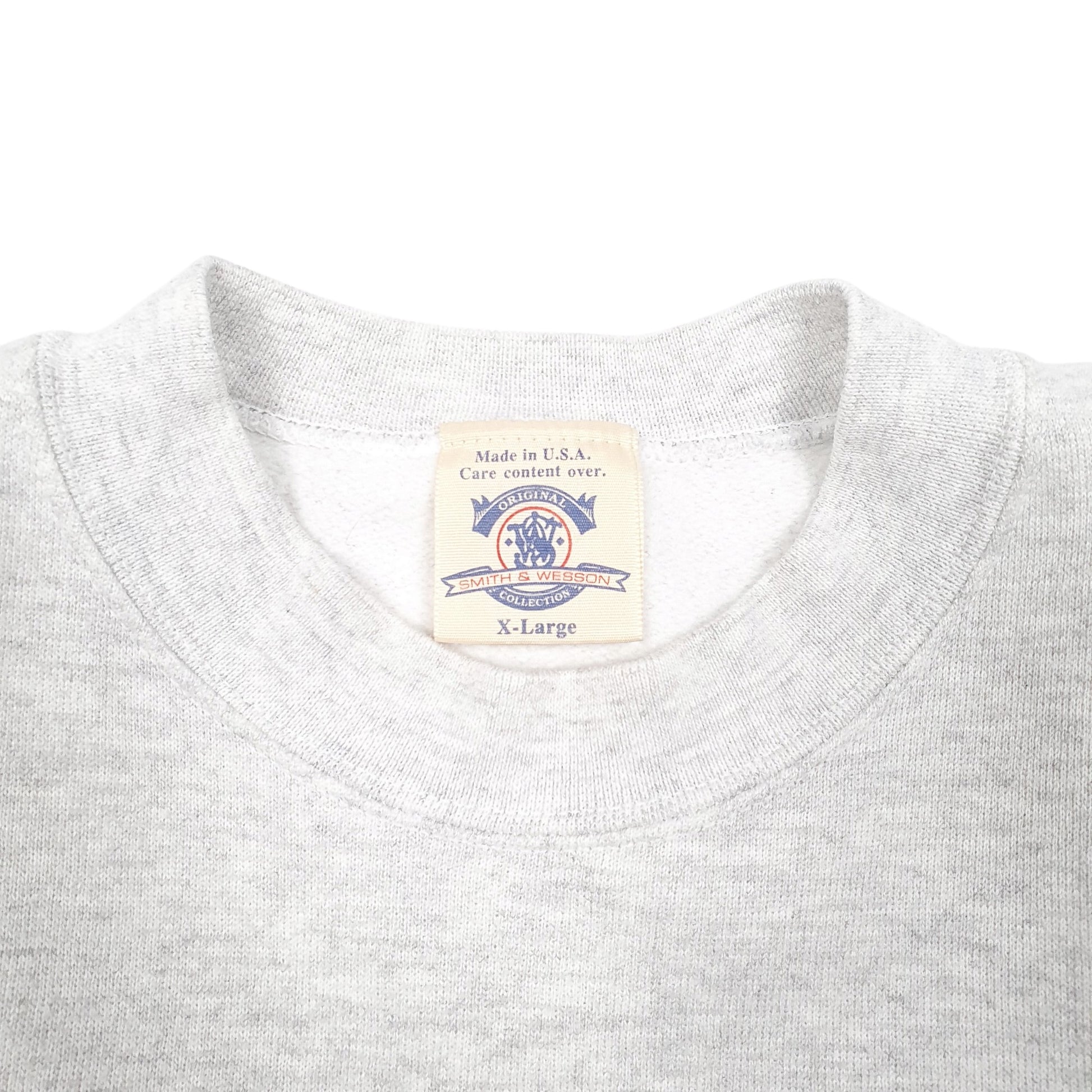 Mens Grey Smith & Wesson Vintage 90s Made In USA Bodyguard Spellout Crewneck Jumper