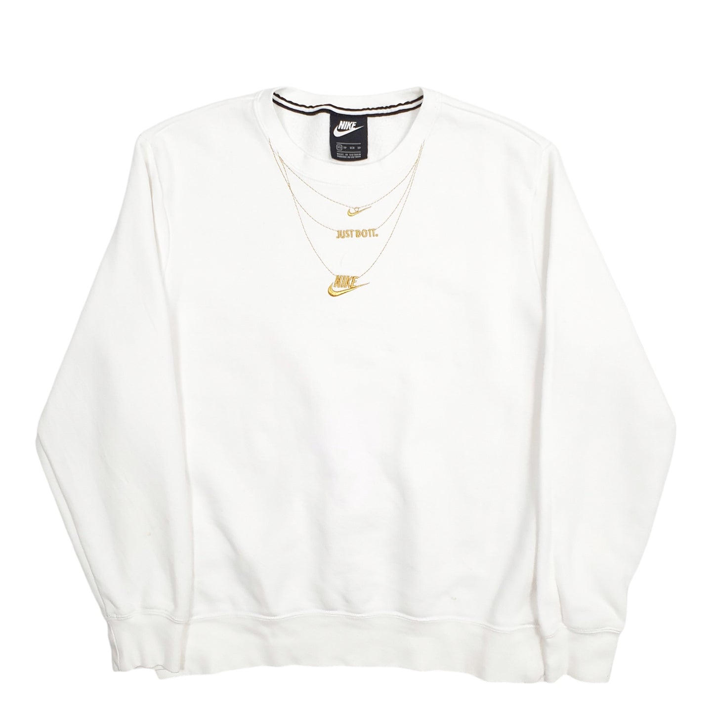 Mens White Nike Chain Crewneck Jumper