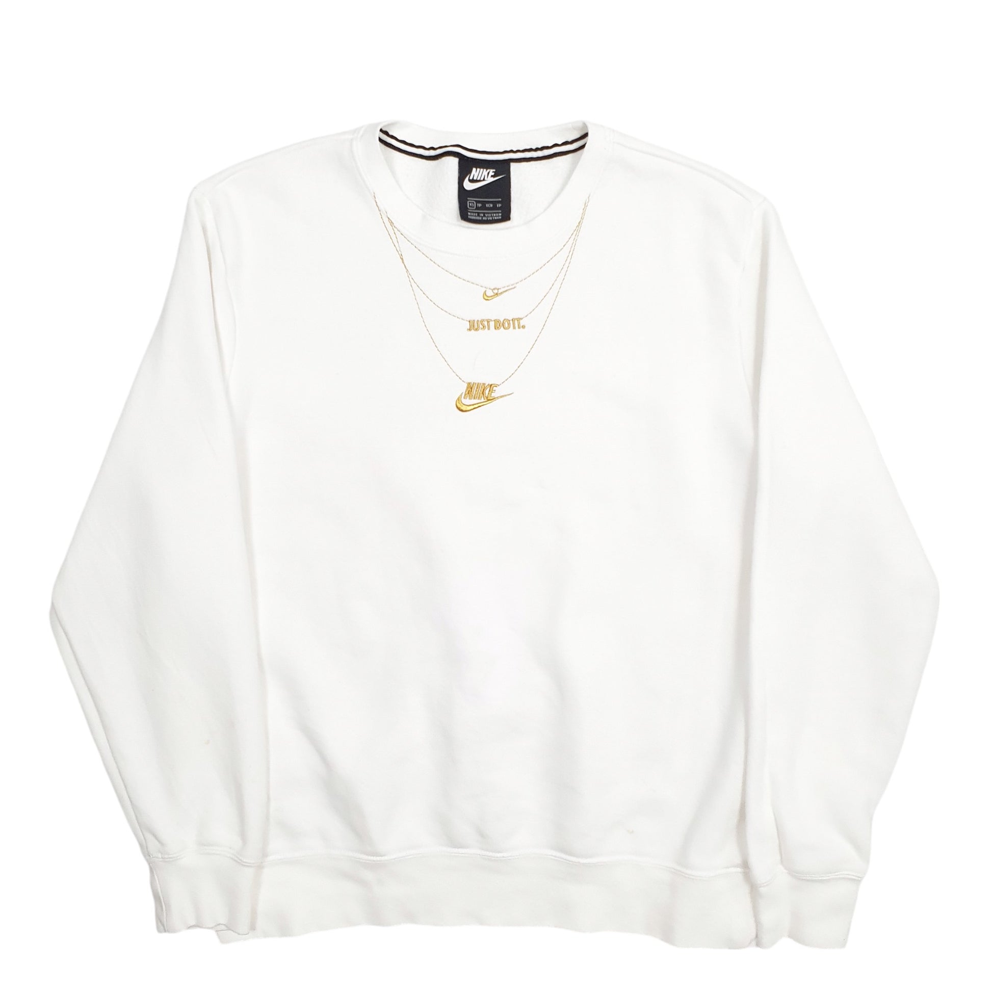 Mens White Nike Chain Crewneck Jumper