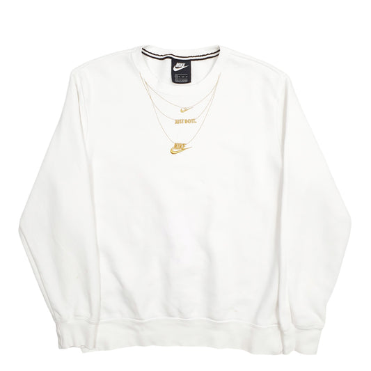 Mens White Nike Chain Crewneck Jumper