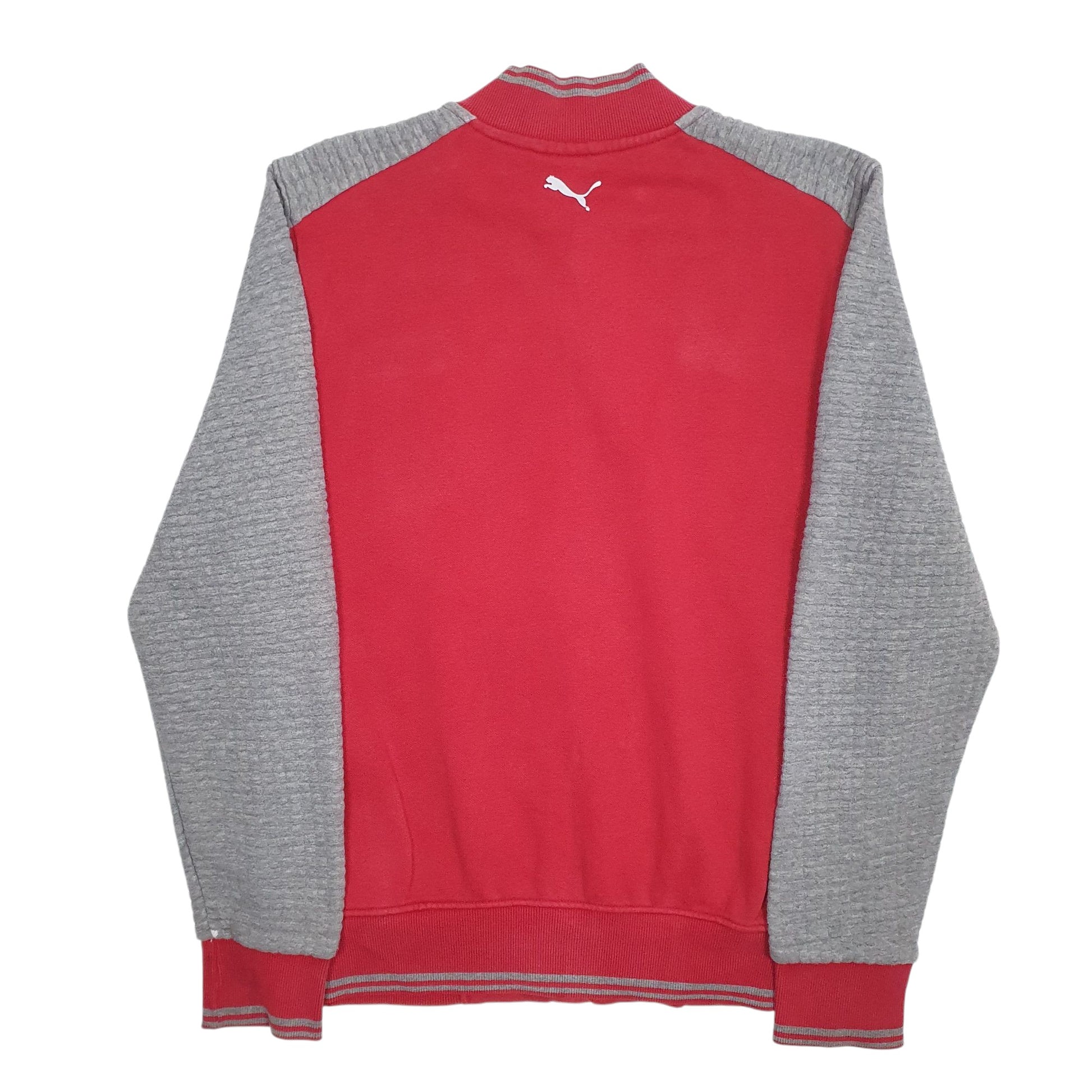 Mens Red Puma Vintage Button Up Full Zip Jumper
