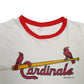Womens White Sportsprint Single Stitch Vintage 90s Made In USA Cardinals Baseball Short Sleeve T Shirt
