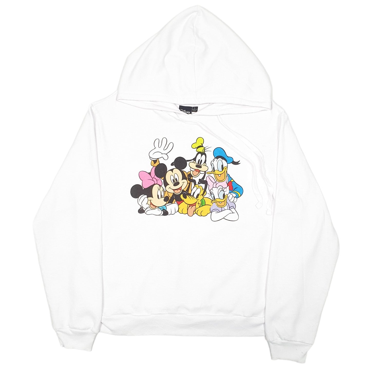 Womens White Disney Mickey Mouse Donald Pluto Minnie Goofy Hoodie Jumper