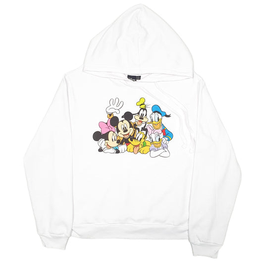 Womens White Disney Mickey Mouse Donald Pluto Minnie Goofy Hoodie Jumper