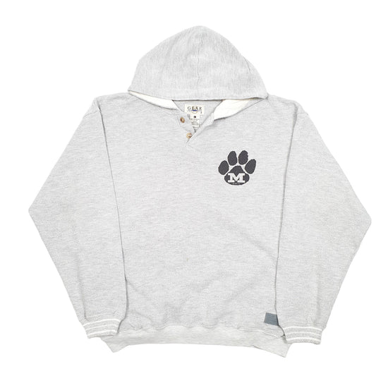 Mens Grey Gear For Sports Vintage University Of Missouri Tigers American Football 1993 Waffle Hoodie Jumper