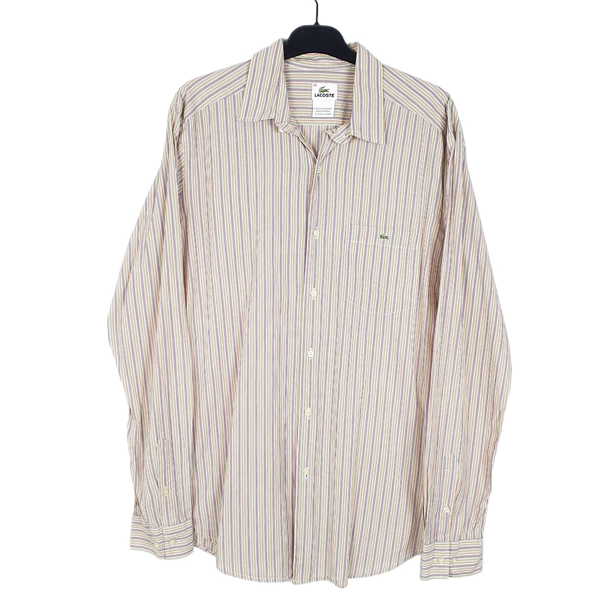 Mens Cream Lacoste  Long Sleeve Shirt