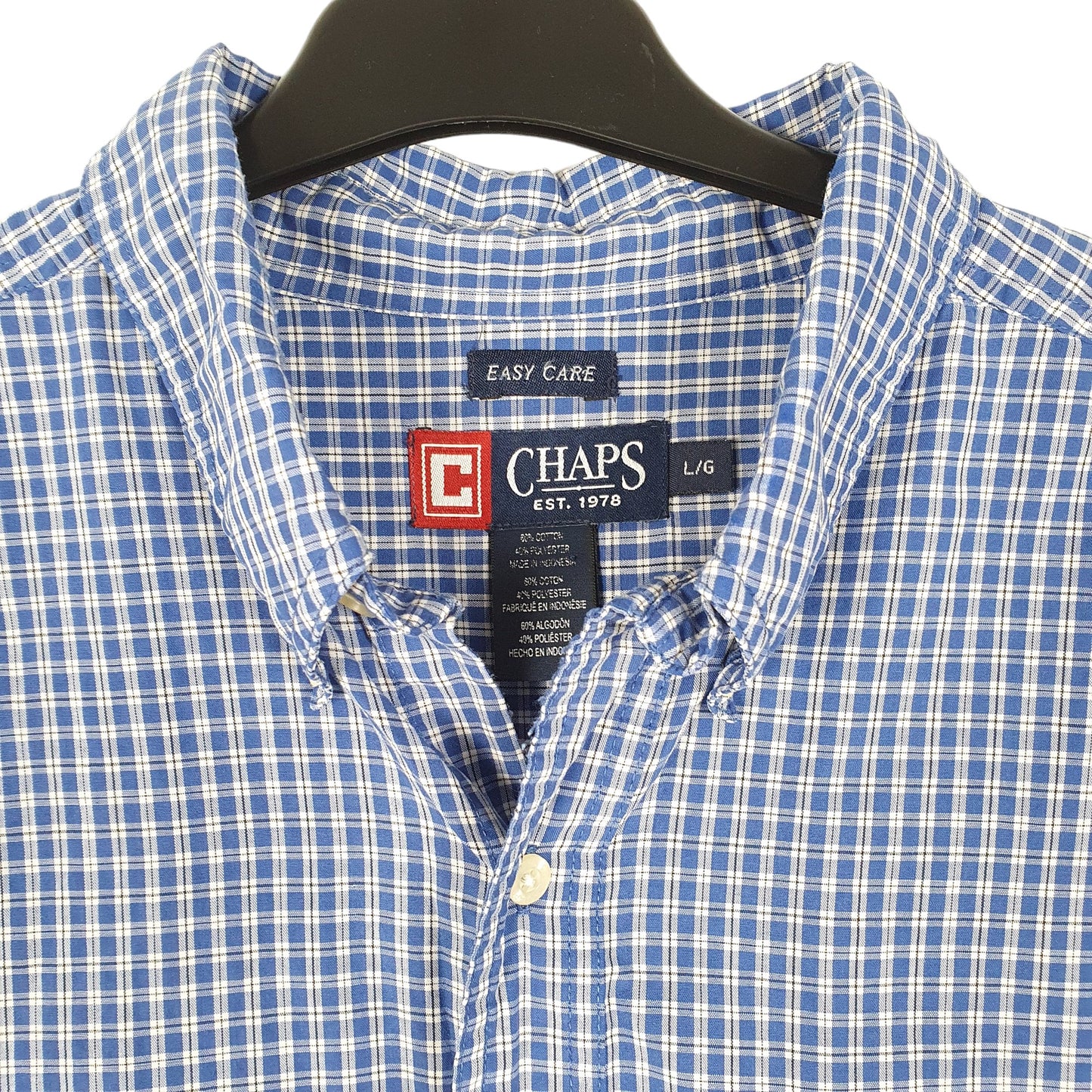 Mens Blue Chaps  Long Sleeve Shirt