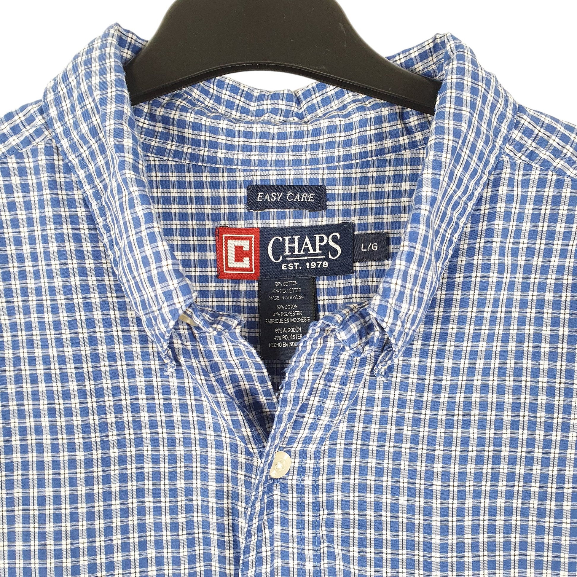 Mens Blue Chaps  Long Sleeve Shirt