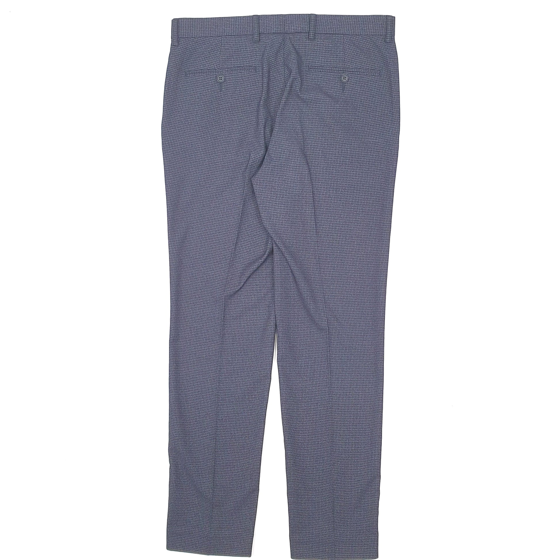 Mens Navy Moss Bros Houndstooth Formal Trousers